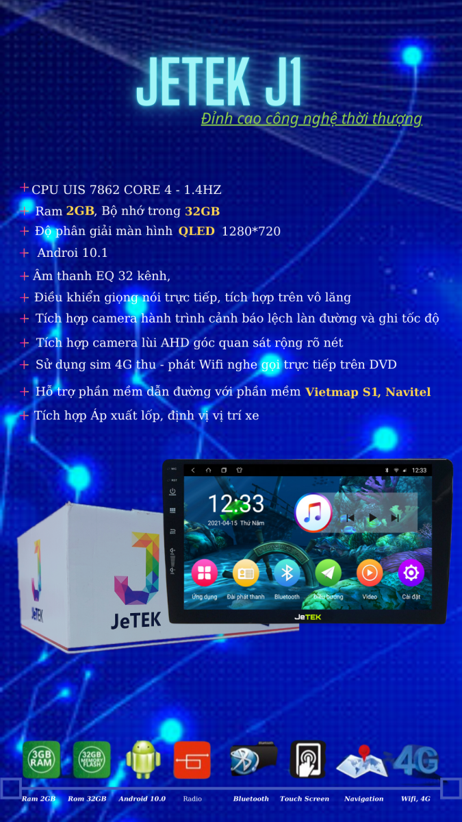Màn Hình Android JeTEK J1 - TOYOTA CAMRY 2008-2012